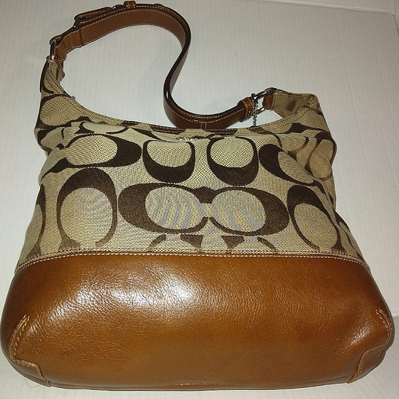 ☆Like New☆Gorgeous COACH Signature North South Convertible Pieced Leather Duffle - Picture 8 of 16